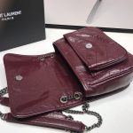 Saint Laurent Niki Baby Chain Bag In Crinkled Vintage  Burgundy For Women 8.2in/21cm YSL 6331600EN046475