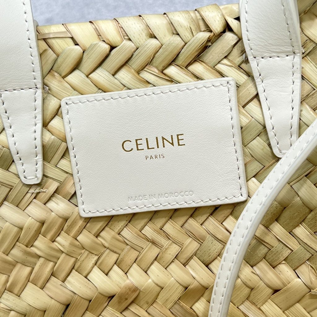 Celine Teen Triomphe Celine Classic Panier In Palm Leaves And Lizard White For Women 8in/20cm