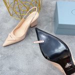 Prada Patent Sling-Back Pumps Beige For Women 3.5in/90mm PRD