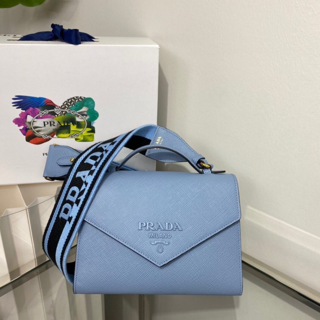 Prada Monochrome Saffiano Bag Blue For Women, Women’s Bags 8.2in/21cm 1BD317_2ERX_F02TG_V_3O3