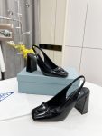 Prada Patent Sling-Back Pumps Black For Women 3.5in/90mm PRD 1I767M_069_F0002_F_090