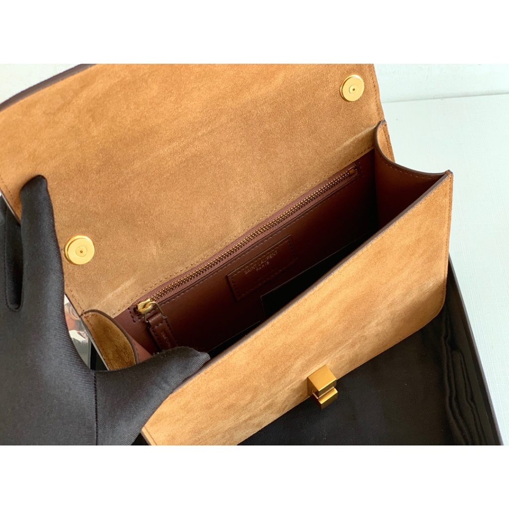 Saint Laurent Le Carre Satchel Brown For Women 9in/23cm YSL