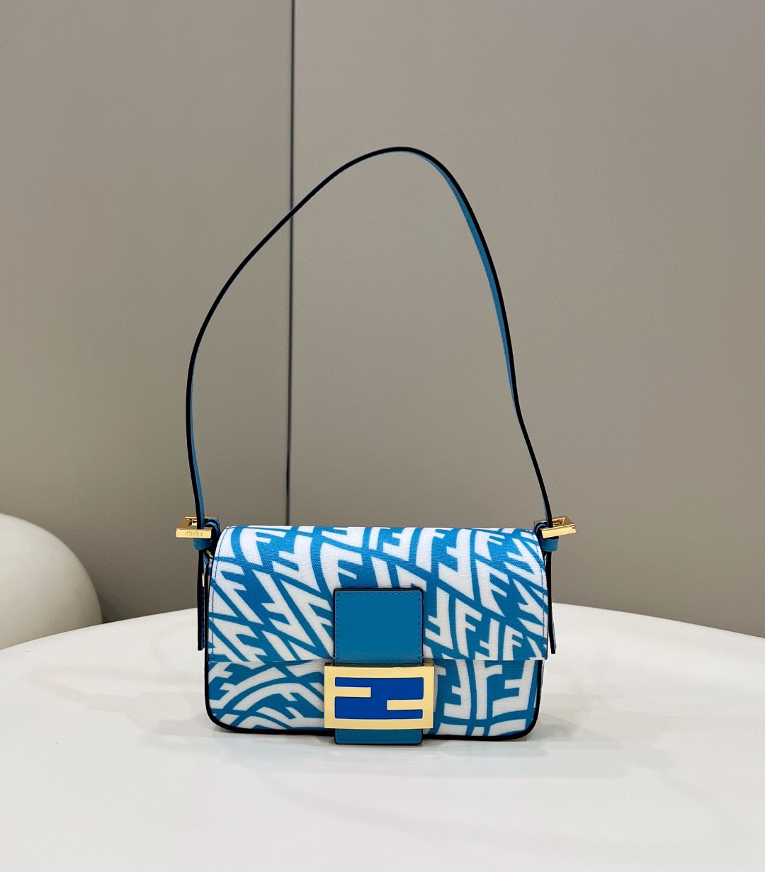 Fendi Mini Baguatte 1997 Blue Glazed Bag For Woman 19.5cm/7.5in