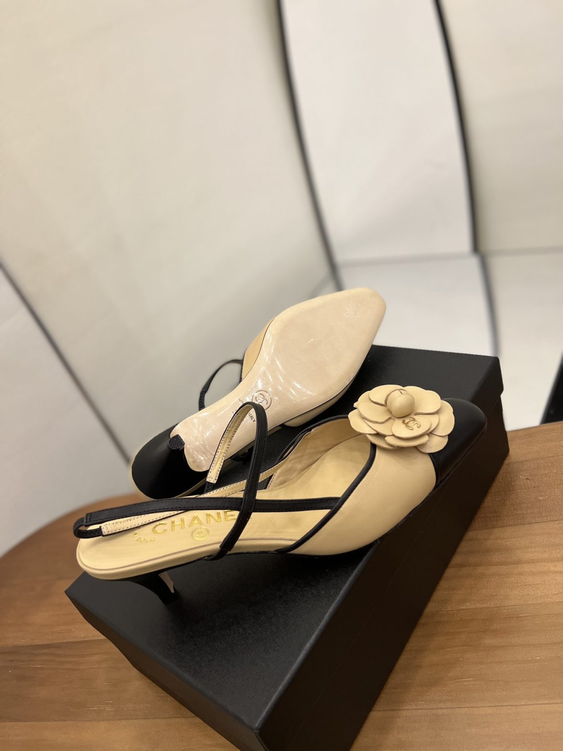 Chanel Women’s Camellia Flower Slingback Beige For Women