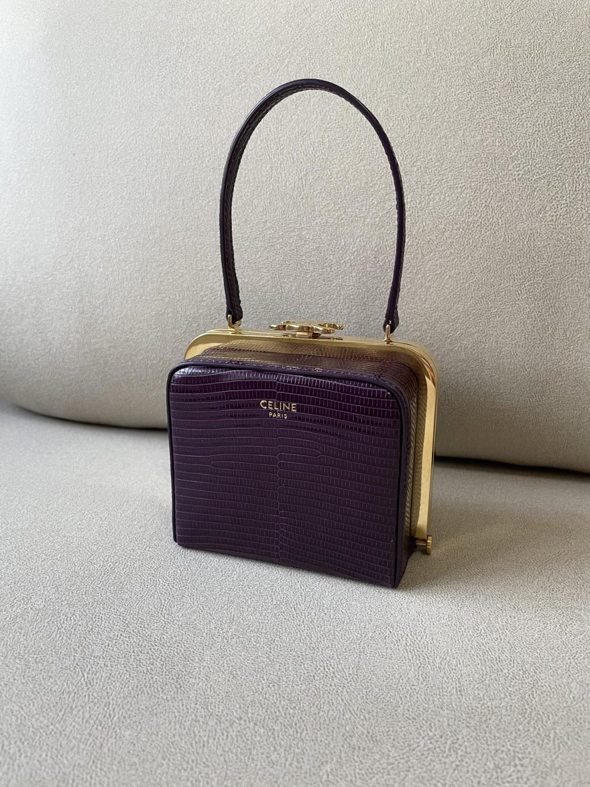 Celine Triomphe Minaudiere In Lizard Violet For Women 4in/10cm