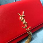 Saint Laurent Kate Medium Chain Bag With Tassel In Grain De Poudre Red For Women 9.4in/24cm YSL