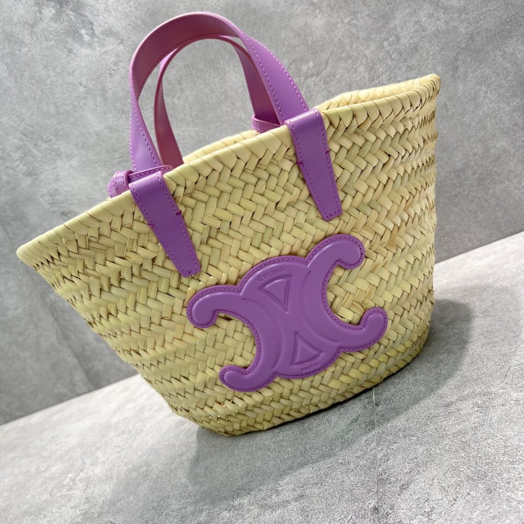 Celine Teen Triomphe Celine Classic Panier In Palm Leaves And Lizard Violet For Women 8in/20cm