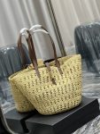 Saint Laurent Hollow Straw Woven Tote Bag Yellow For Women, Women’s Bags 21.6in/55cm YSL