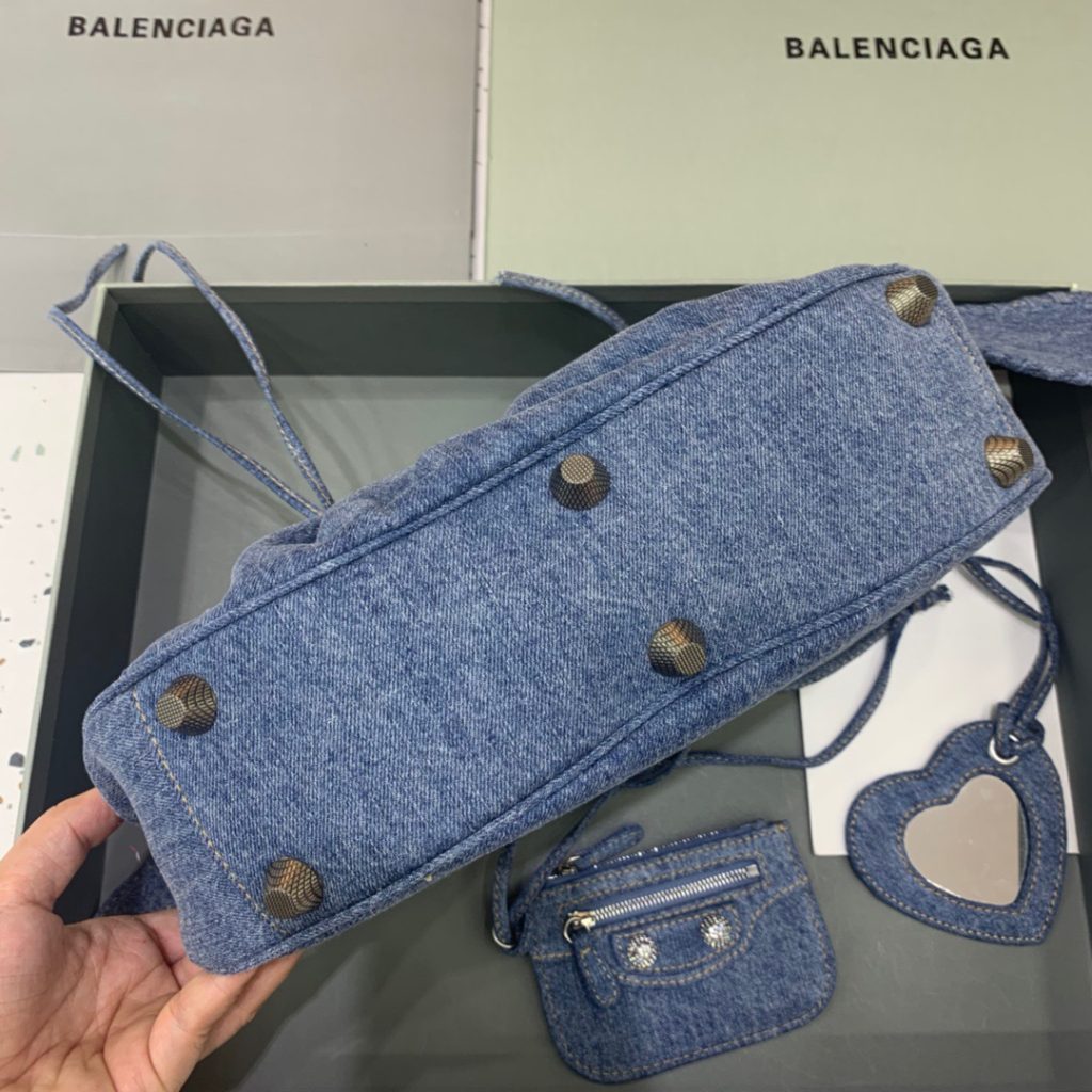 Balenciaga Le Cagole XS Shoulder Bag In Blue Washed, For Women, Women’s Bags 13in/33cm