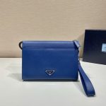 Prada Saffiano Pouch Blue For Women, Women’s Bags 9.8in/25cm 2VF039_2FAD_F0016_V_OOO