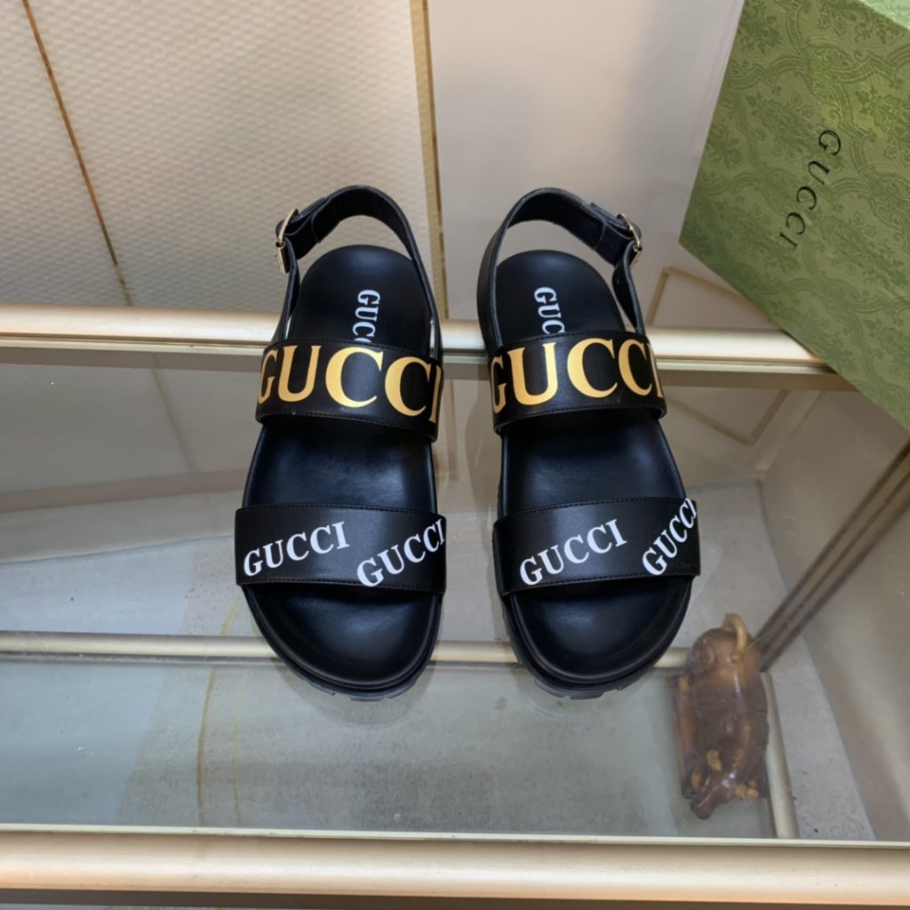 Gucci Women’s Tiger And Buckle Sandal Black For Women GG