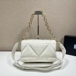 Prada System Nappa Patchwork Shoulder Bag White For Women, Women’s Bags 7.5in/19cm