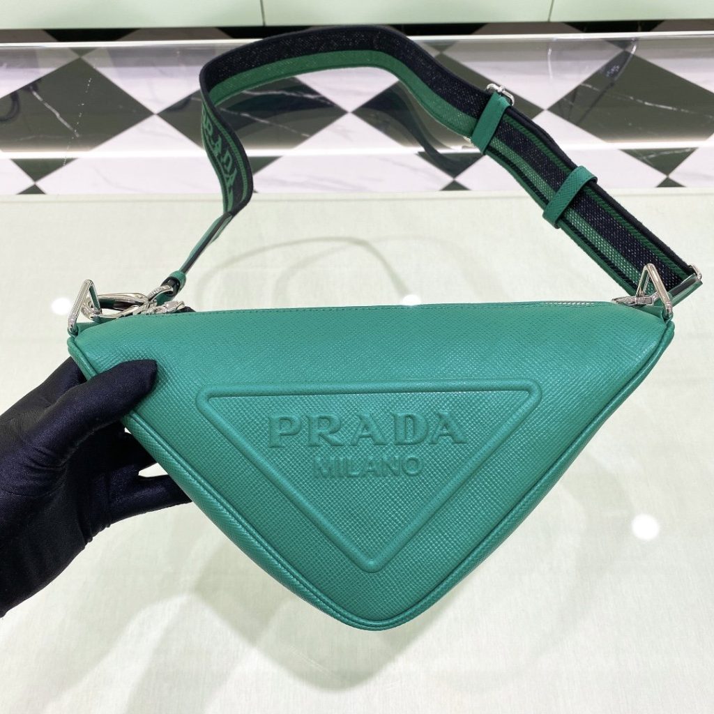 Prada Saffiano Triangle Bag Green For Women, Women’s Bags 11in/28cm 2VH155_2FAD_F0458_V_OOO