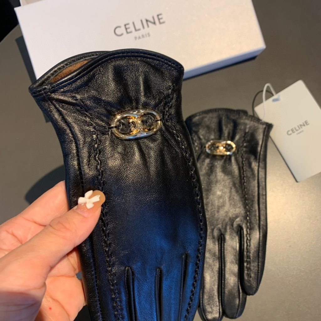 Celine Triomphe Gloves In Black