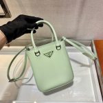 Prada Small Brushed Tote Green For Women, Women’s Bags 6.9in/18cm