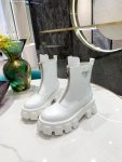 Prada Zipper Ankle Boots White For Women PRD