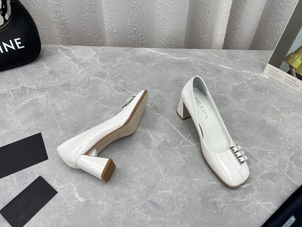 Prada Patent Pumps White For Women 3.5in/90mm PRD