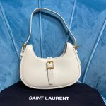 Saint Laurent Le Fermoir Hobo Bag White For Women 9.5in/24cm YSL 672615