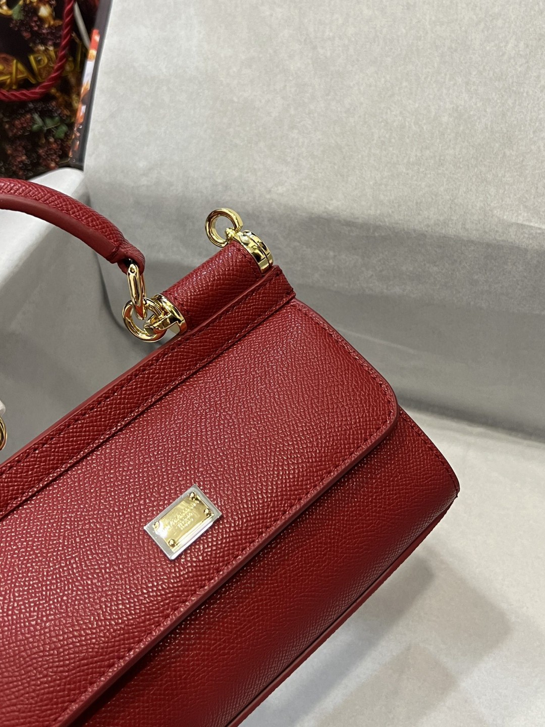 Dolce & Gabbana Small Sicily Bag In Dauphine Red For Women 7.5in/19cm DG