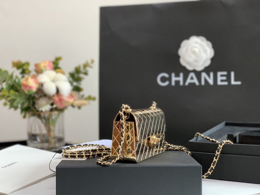 Chanel Evening Flap Small Gold Bag For Women 12cm/4.5in