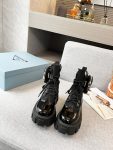 Prada Monolith And Nylon Fabric Boots Shiny Black For Women PRD