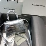 Balenciaga Hourglass Mini Handbag In Sliver, For Women, Women’s Bags 4.7in/12cm