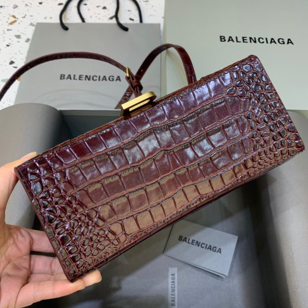 Balenciaga Hourglass Small Handbag In Dark Red, For Women, Women’s Bags 9in/23cm