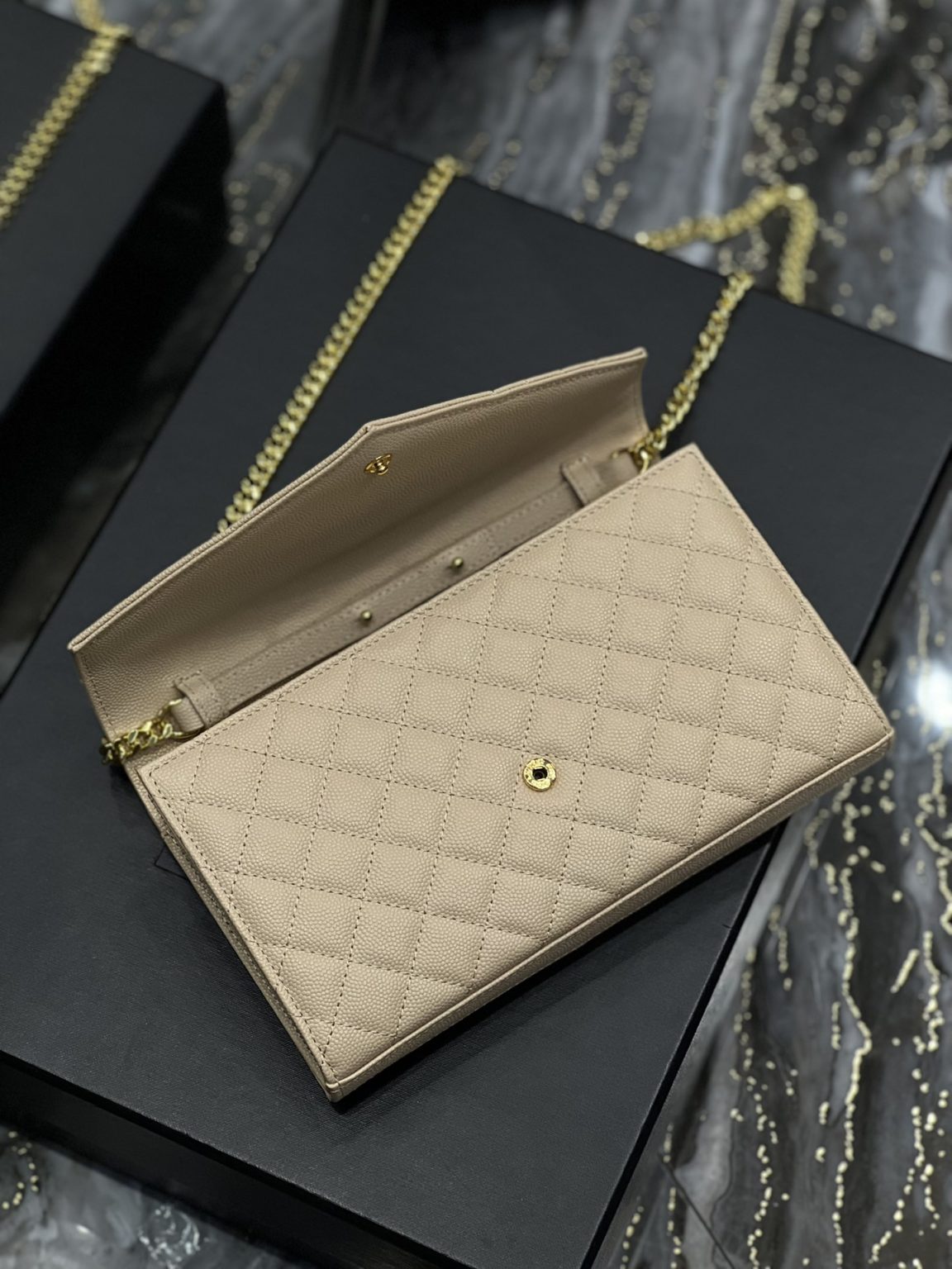 Saint Laurent Envelope Small Chain Bag Beige For Women, Women’s Bags 8.6in/22cm YSL