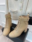 Chanel Women’s Lace-Up With Chain Beige For Women 3.7in/9.5cm