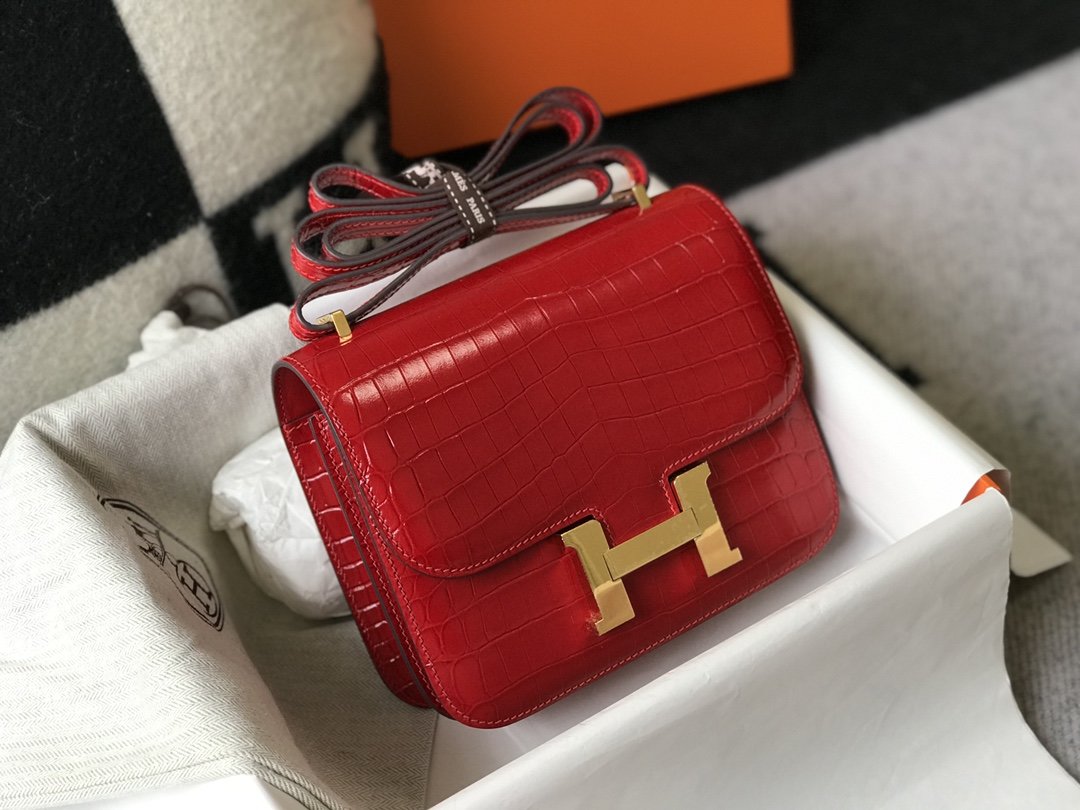 Hermes Mini Constance Bag Red For Women Gold Color Hardware 7.1in/18cm