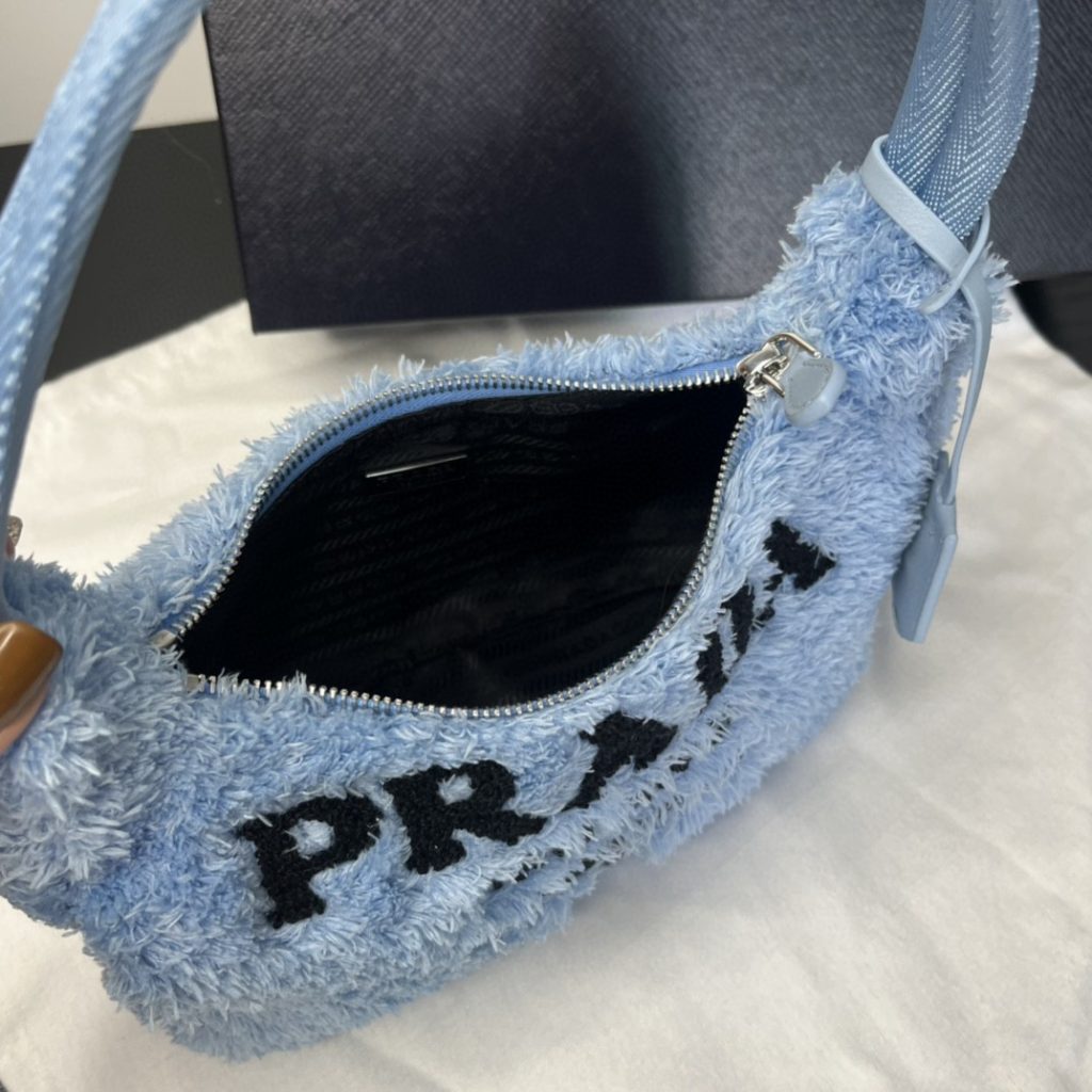 Prada Re-Edition 2000 Terry Mini-Bag Blue For Women, Women’s Bags 8.6in/22cm 1NE515_2DXO_F0D4O