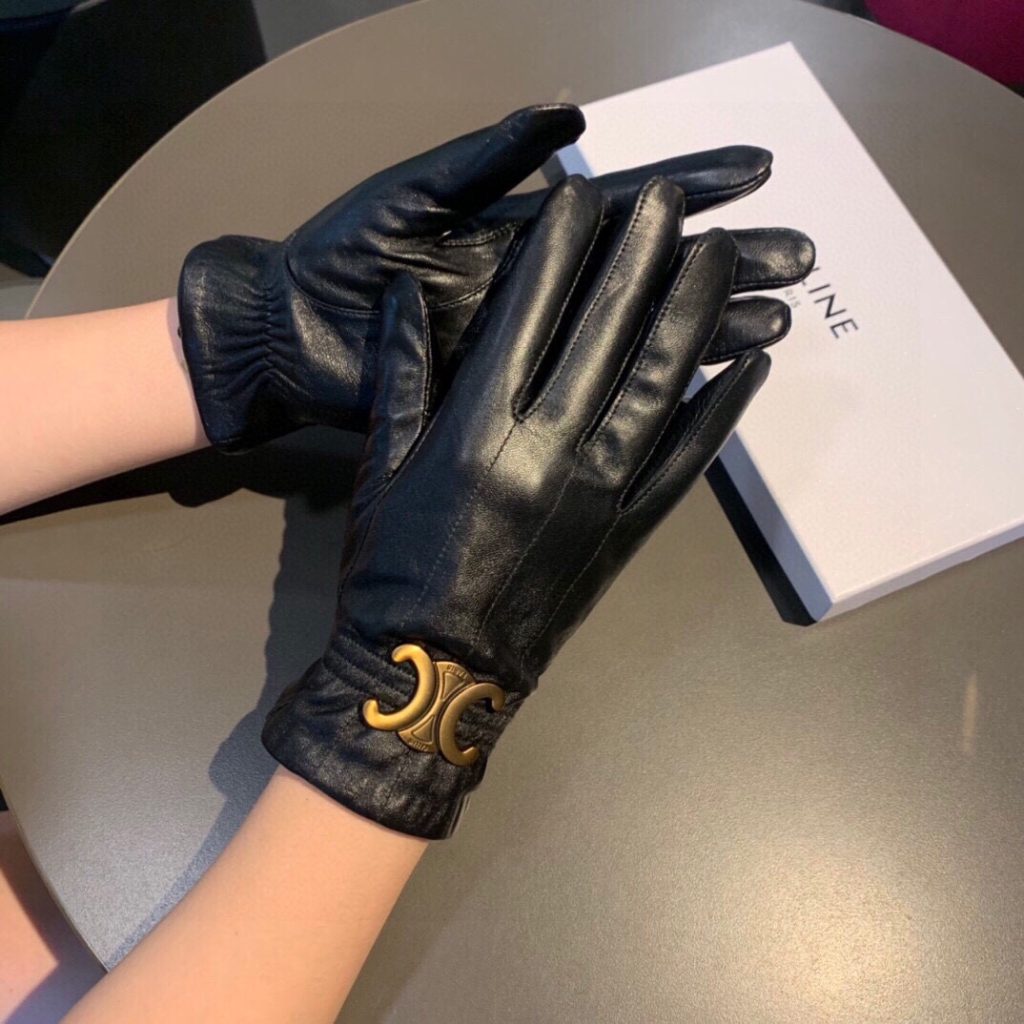 Celine Triomphe Gloves In Black