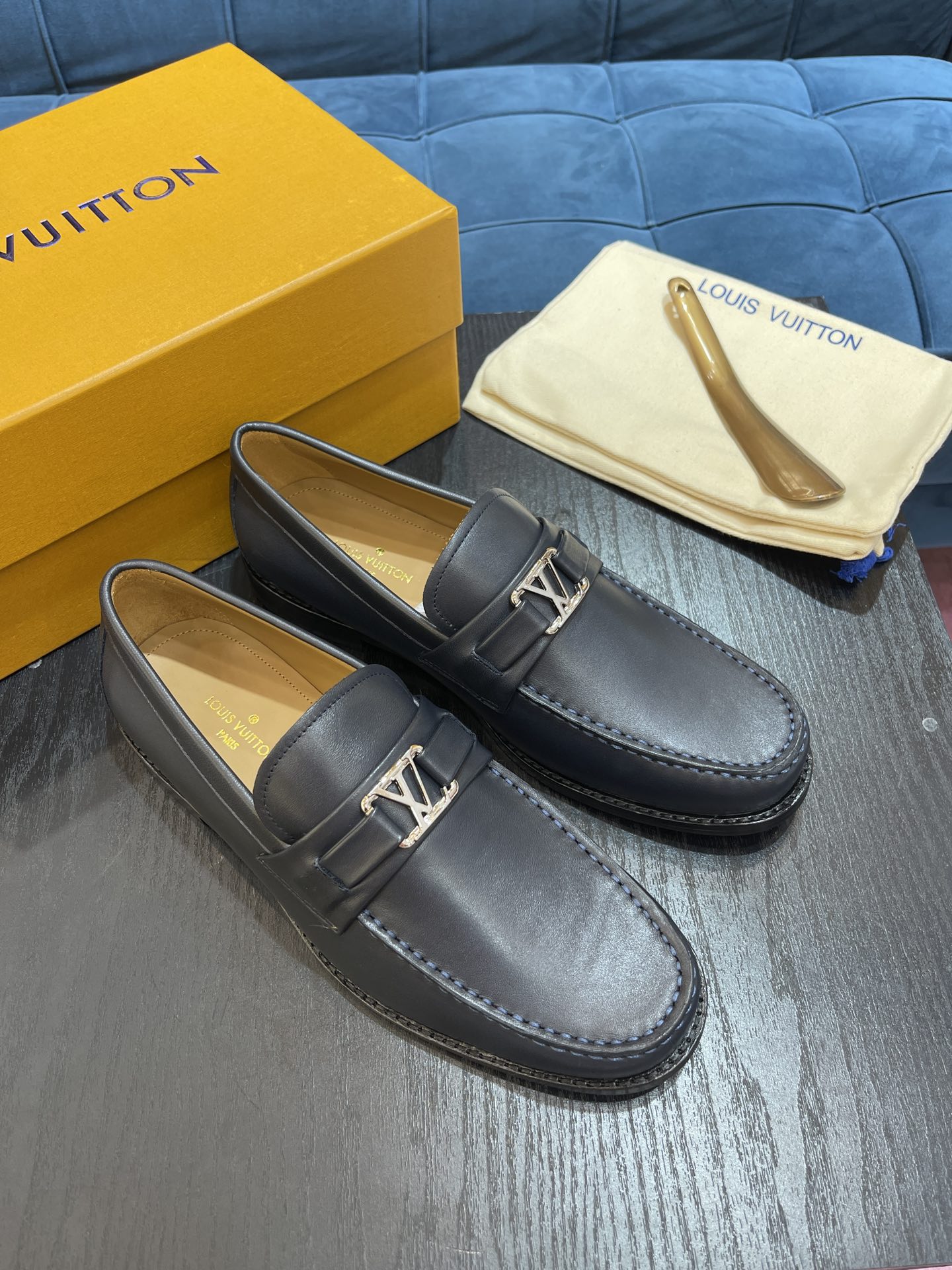 Louis Vuittion Major Loafer Blue For Men LV 1A9HHI