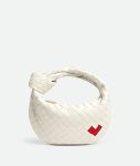 Bottega Veneta Mini Jodie Bag White With Red Mini Heart And Gold Hardware For Women 11in/28cm [High-Quality]