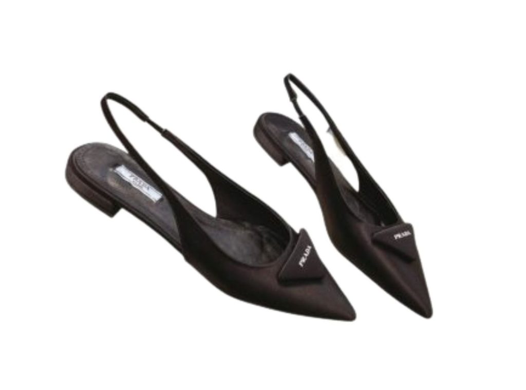 Prada Brushed Slingback Pumps Black For Women 0.4 in/ 1 cm