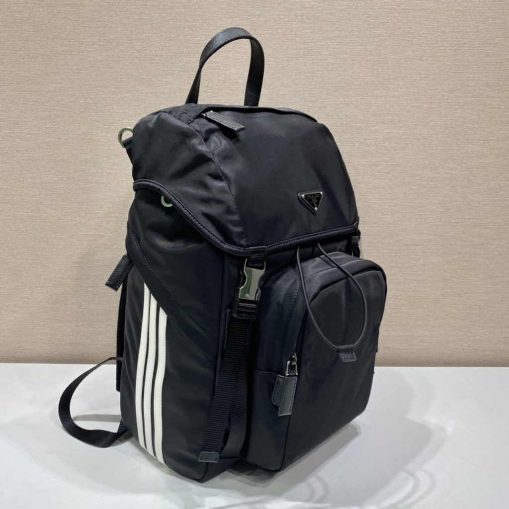 Prada x Adidas Re-Nylon And Saffiano Backpack Black For Women, Women’s Bags 17.7in/45cm