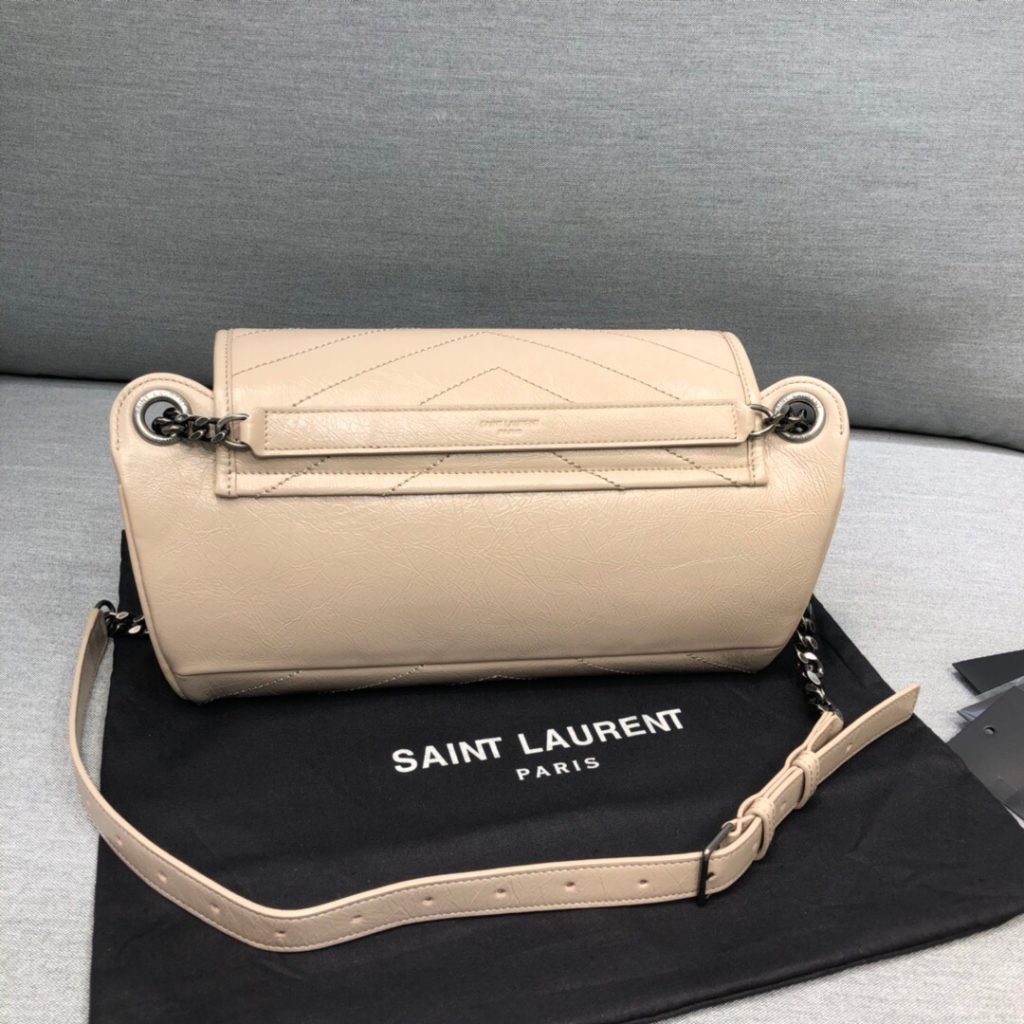 Saint Laurent Niki Medium Crinkled Shoulder Bag Beige For Women 11in/28cm YSL