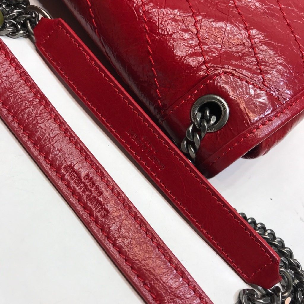 Saint Laurent Niki Baby Chain Bag In Crinkled Vintage Red For Women 8.2in/21cm YSL