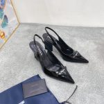 Prada Patent Sling-Back Pumps Black For Women 3.5in/90mm PRD