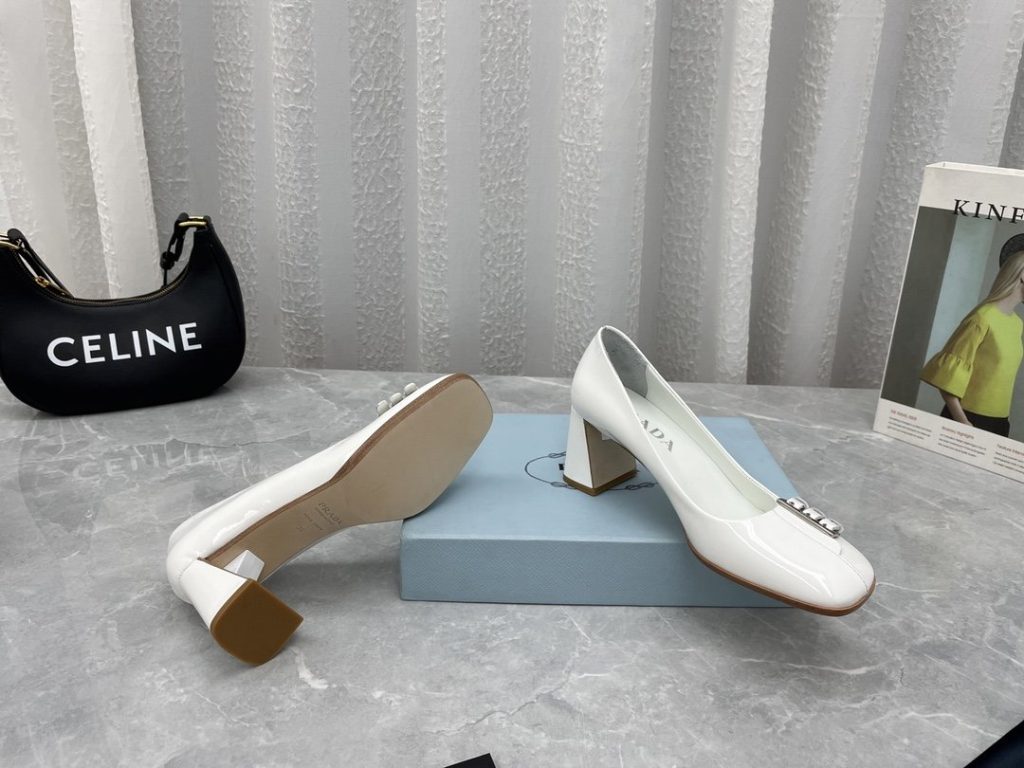 Prada Patent Pumps White For Women 3.5in/90mm PRD