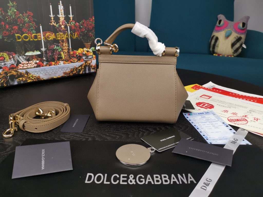 Dolce & Gabbana Small Sicily Bag In Dauphine Beige For Women 7.5in/19cm DG