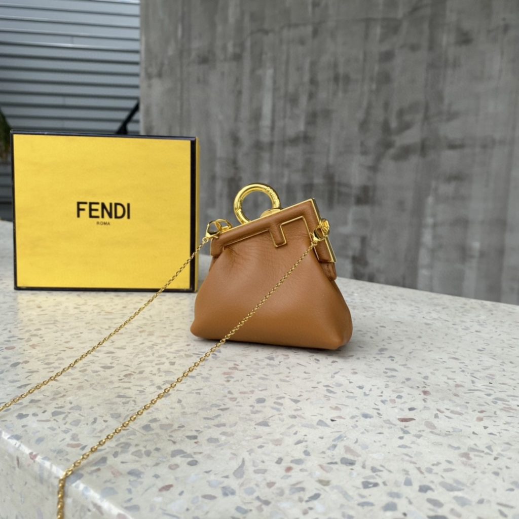 Fendi Nano First Charm Brown Bag For Woman 10cm/4in