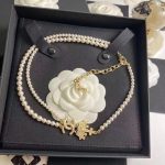 Chanel Double Pearl Crown Necklace White For Women