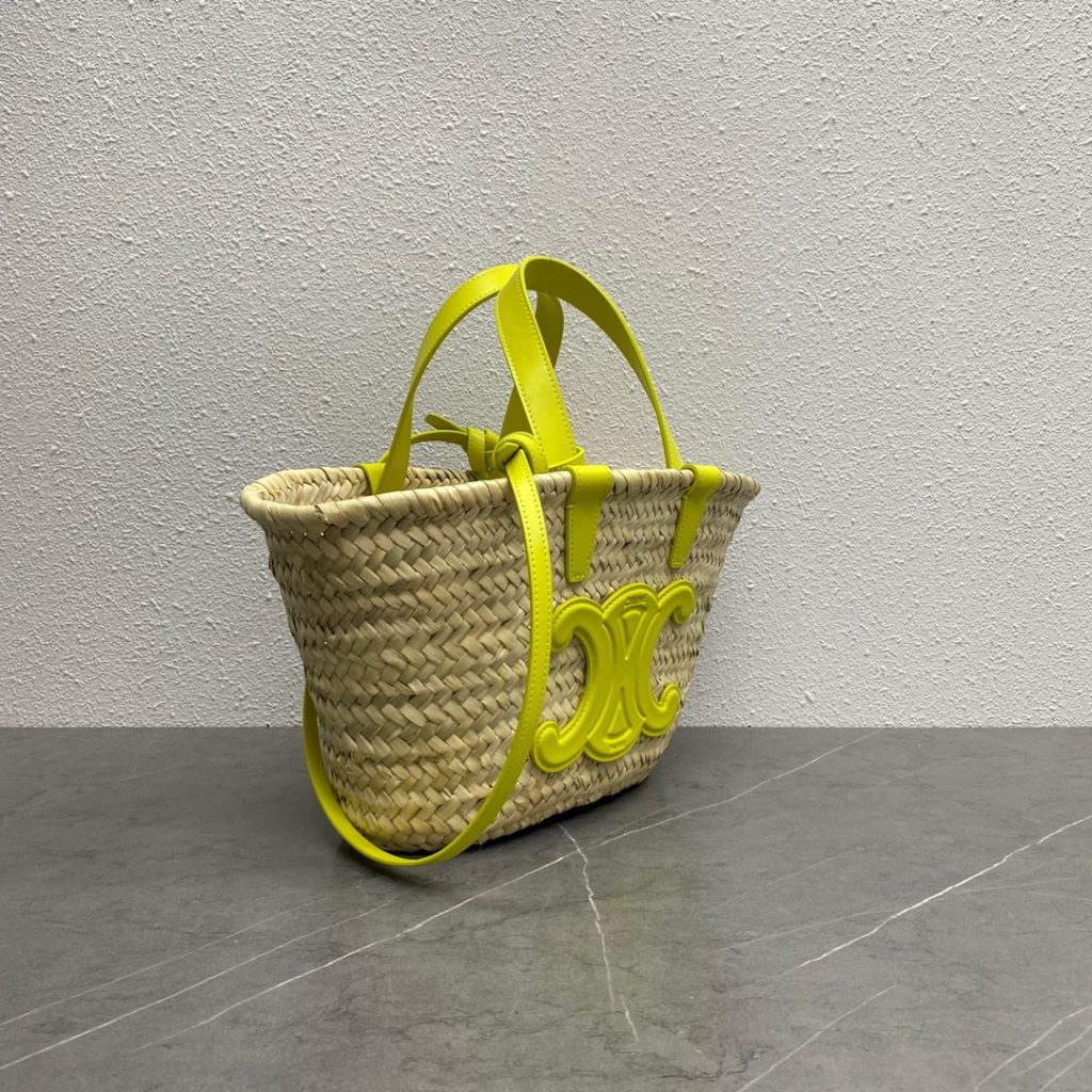 Celine Teen Triomphe Celine Classic Panier In Palm Leaves And Lizard Yellow For Women 8in/20cm 194004EH4.11CT