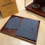 Louis Vuitton Beanie & Scarf Set In Grey