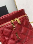 Saint Laurent 80’s Vanity Bag In Carré-Quilted Grain De Poudre Red For Women 6.4in/16.5cm YSL 649779DME276805