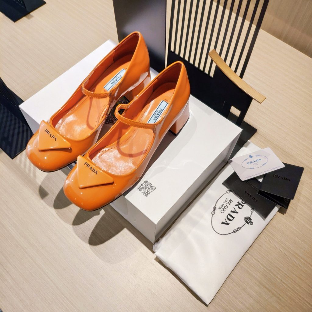 Prada Patent Pumps Orange For Women 1.8in/45mm PRD