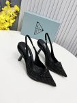 Prada Satin Slingback Pumps With Crystals Black For Women 2.2in/55mm PRD