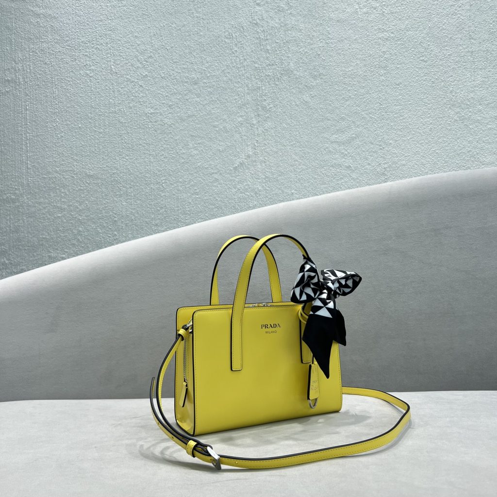 Prada Re-Edition 1995 Brushed Mini Handbag Yellow For Women, Women’s Bags 8.6in/22cm