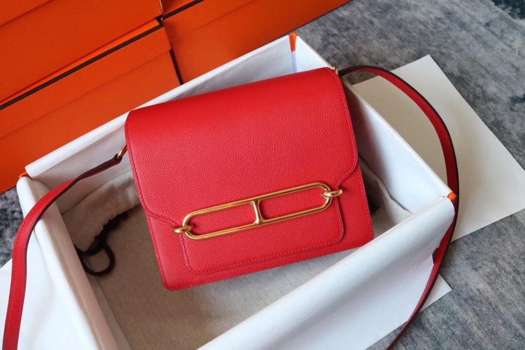 Hermes Evercolor Sac Roulis 23 Red For Women, Women’s Handbags, Shoulder Bags 9in/23cm